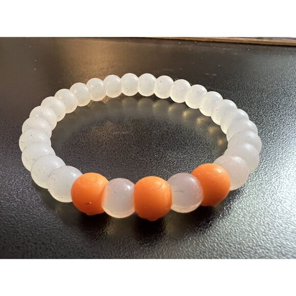 Clear & Orange Rubber Balls Stretchy Bracelet - Picture 5 of 5